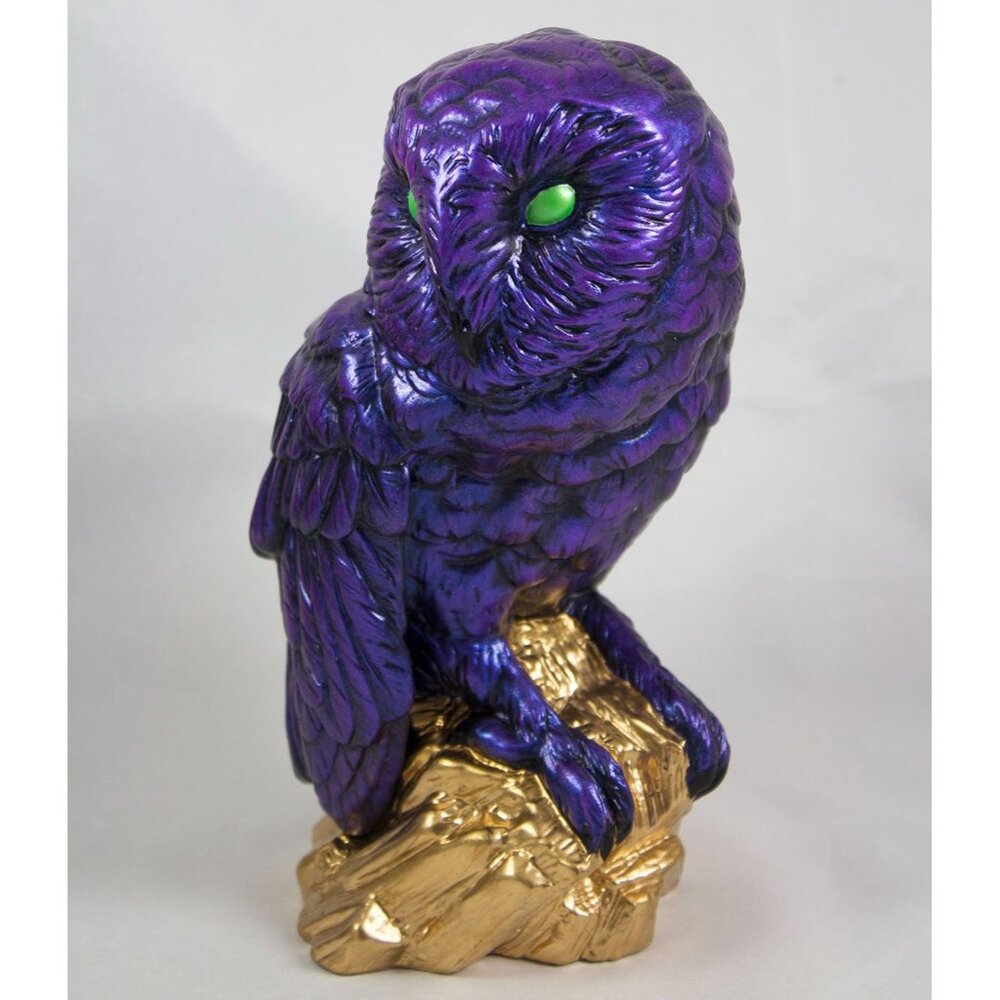 Vtg Porcelain Leonardo Collection Barn Owl Purple Repaint Repurpose Altered Art